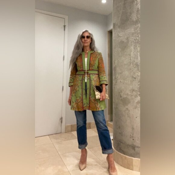 Andrea Becker Green Paisley linen Jacket - Picture 2 of 10